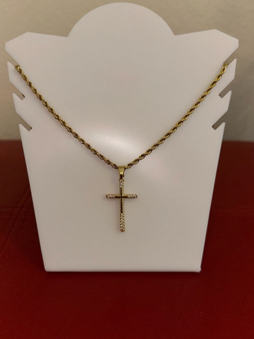 Target Gold Cross Pendant Necklace with Twisted Rope Chain